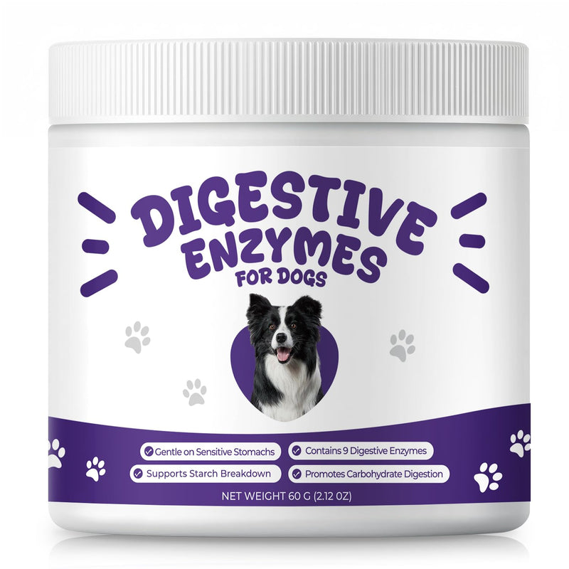 Digestive Enzymes for Dogs, Pancreatic Enzyme Blend to Support Kibble Digestion, Nutrient Absorption & Stool Consistency – Daily Powder for Sensitive Stomachs, 60 g