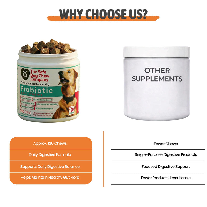 Probiotic Soft Chews for Dogs – Digestive Support with 6 Probiotic Strains, Pumpkin & Digestive Enzymes – Supports Gut Health, Regular Stools & Less Gas – Chicken Flavor – 120 Chews – Made in USA