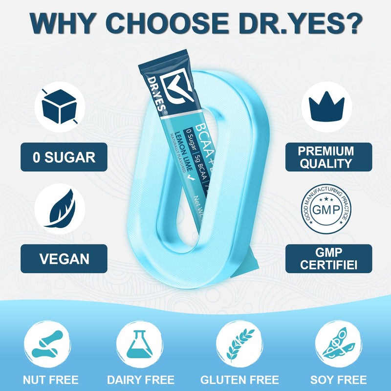 DR.YES Electrolytes Powder with Potassium, Sodium, Zinc & Vitamins | Rapid Hydration & Energy Booster | Sugar-Free & Zero Calorie, Keto Friendly, Vegan, (20 Stick Packs)