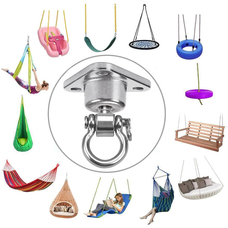 Silent Bearing Swing Hanger Heavy Duty, SUS Rust Proof, 1500LB Capacity 360 Degree Rotation, Playground Porch Yoga, Sandbag, Gym (3 Wooden Screws) - BeesActive Australia
