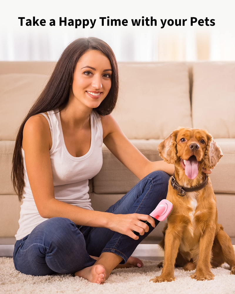 Glendan Dog Brush & Cat Brush- Slicker Pet Grooming Brush- Shedding Grooming Tools(Pink) Small Pink - BeesActive Australia