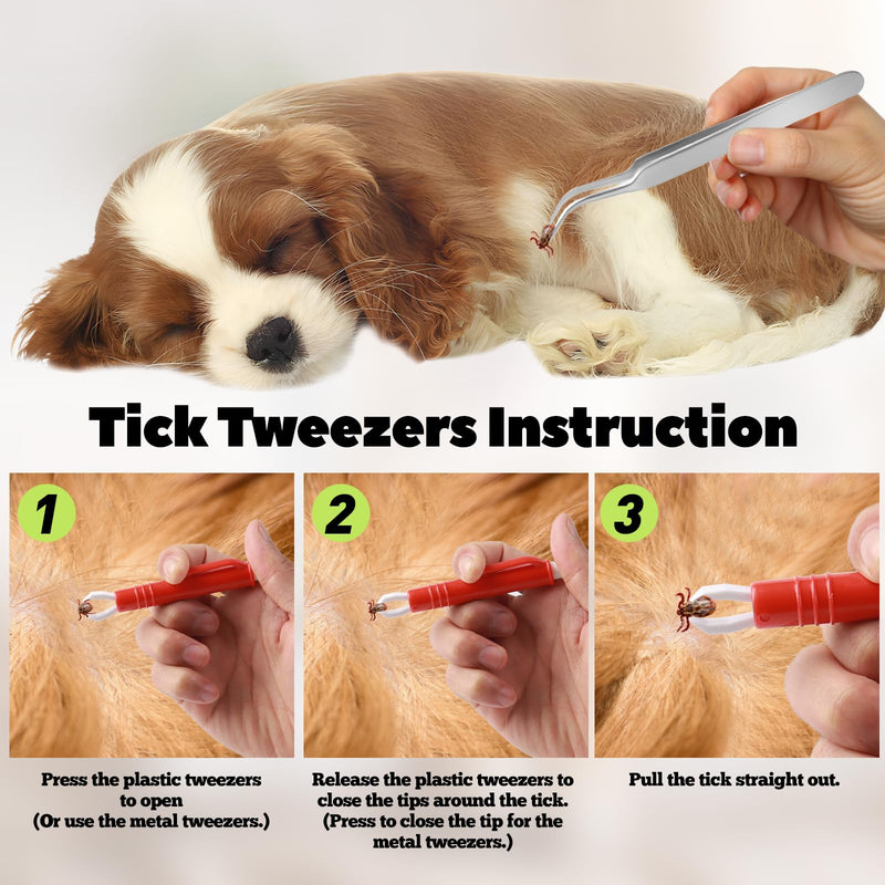 6 pieces chemical-free tick remover set, painless tick hook, tool for removing ticks, safe multifunctional tick tweezers, tick tweezers with storage case for cats and dogs - BeesActive Australia