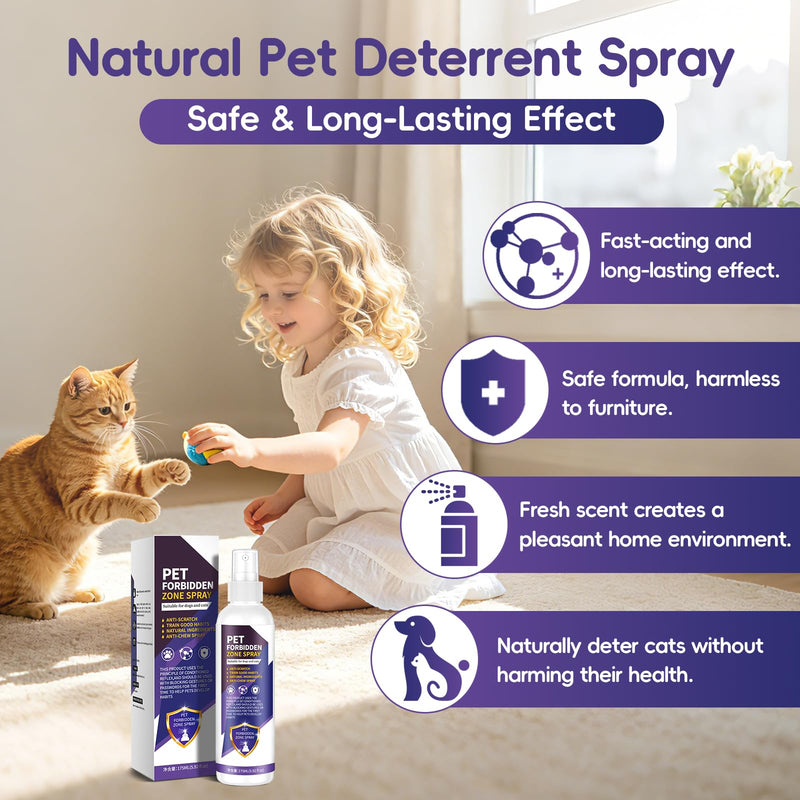 Bitter Apple Spray for Dogs & Cats, No Chew Anti Chew Spray, Natural Alcohol Free Dog Deterrent Spray, Stop Dog Chewing Licking Biting, Indoor Outdoor Furniture Protection Training Spray, 5.92 fl oz Purple