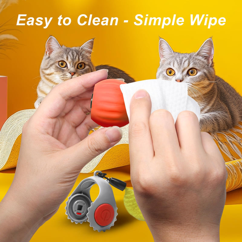 Interactive Cat Ball Toy, Speedy Tail 2.0 Cat Toy, Automatic Moving Ball Toy for Indoor Cat, Anti Depression Pet Toy, Speed Adjustable, Orange - BeesActive Australia