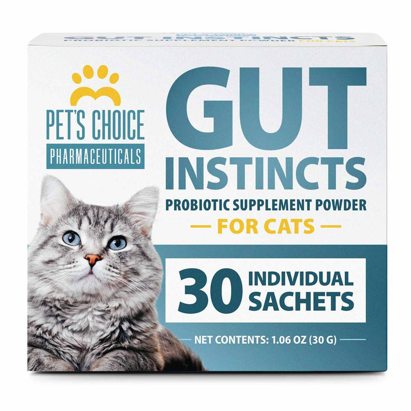 Pet's Choice Gut Instincts Probiotic Supplement Powder Packets for Cats, 30 ct, Veterinary Formulated Cat Probiotics with Vitamins for Gut Health, Digestive Balance, Diarrhea Support, Chicken Flavor 30 count