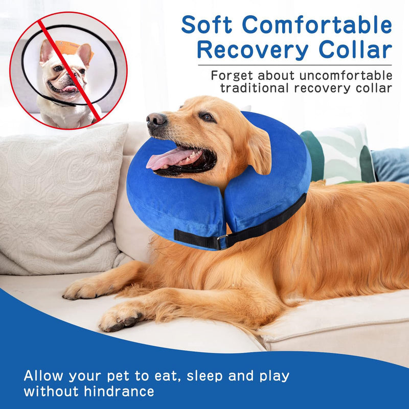 HTTDSLF Neck Brace Dog Collar, Protective Dog Collar, Dog Collar Leak Protection, Inflatable Neck Brace Dog, Neck Brace Cat Leak Protection Dog, Inflatable Neck Brace for Dogs (Blue, M) Blue - BeesActive Australia