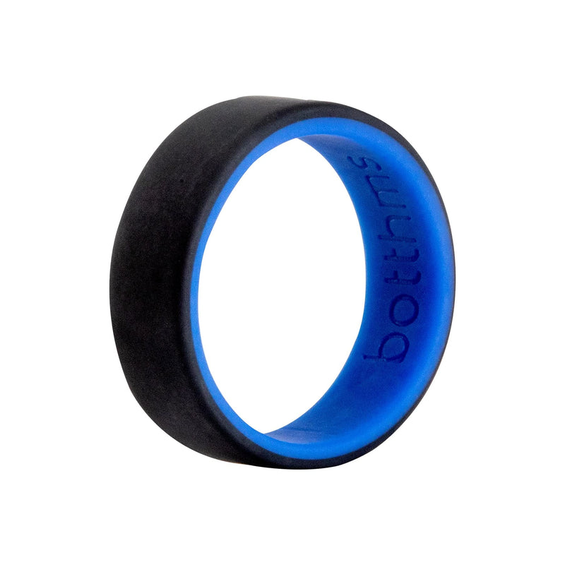 Men’s Dual Tone Silicone Rings, Silicone Wedding Rings, for Active Lifestyle Black/Blue 8