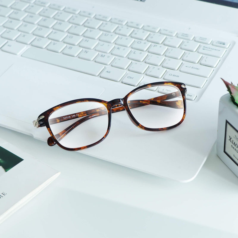 VisionGlobal Blue Light Blocking Glasses for Women/Men, Anti Eyestrain, Computer Reading, TV Glasses, Stylish Square Frame, Anti Glare(Tortoise,+1.25 Magnification) 04_nola_tortoise 1.25 x - BeesActive Australia