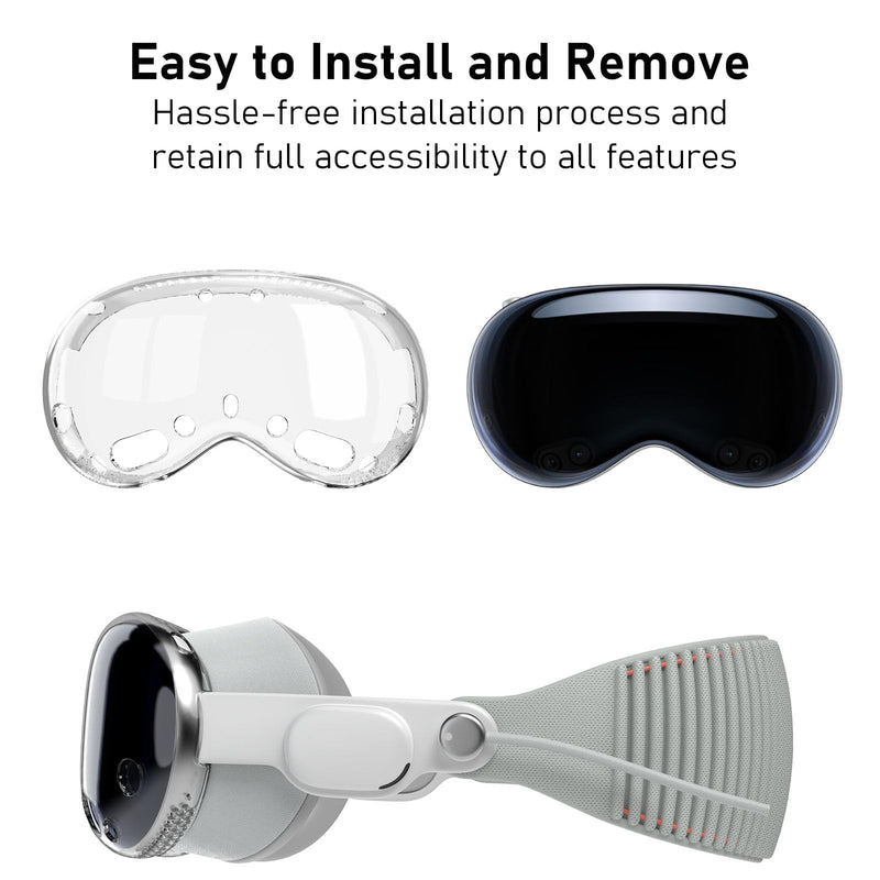 KOREDA Compatible with Apple Vision Pro Case Clear, Crystal Transparent Soft TPU Protective Shockproof Cover Designed for Vision Pro VR Headset 2024 Accessories (Transparent) - BeesActive Australia