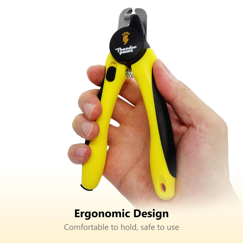 LED Dog Nail Clippers with Light, Trimmers with Protective Guard, Quick Sensor, Safety Lock and Nail File - Suitable for Large and Small Dogs & Cats (Yellow, LED) Medium-Large (LED) Yellow - BeesActive Australia