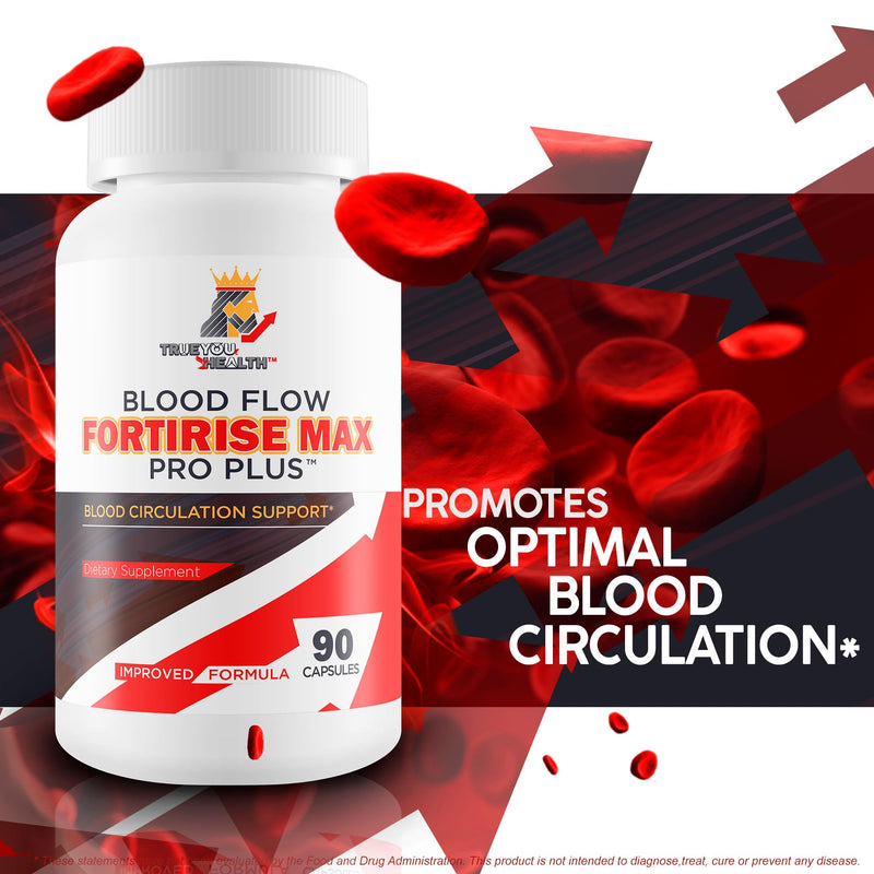 Blood Flow Fortirise Max Pro Plus - Improved Formula - Our Best Blood Flow Supplement For Men - Healthy Blood Flow Support - Blood Circulation Pills - Pressure Supplement Nitric Oxide Blood Flow Pills