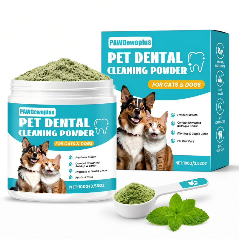 Pet Dental Cleaning Powder for Dogs & Cats – Probiotic Dental Powder for Fresh Breath, Plaque & Tartar Support – Daily Oral Care for Small Medium Large Dogs & Cats