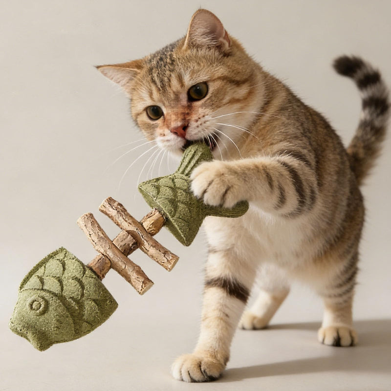 Purrident - Fix Cat Dental Health - Natural Dental Chew for Cats, Fishbone Shape Cat Teething Toy with Catnip, Durable Feline Tooth Care Tool for Indoor & Adult Cats (3CPS-C) 3CPS-C