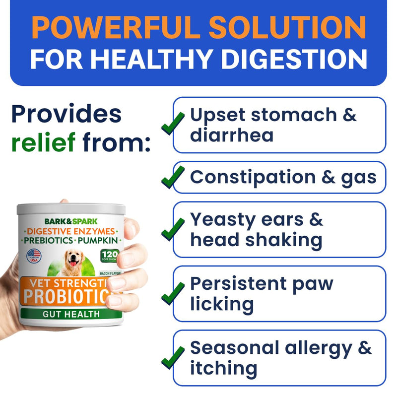 Advanced Glucosamine Chondroitin + Vet Strength Dog Probiotics for Digestive Health - Hip Joint Pain Relief - Digestive Enzymes & Gas, Diarrhea, Constipation Relief Supplement - Made in USA
