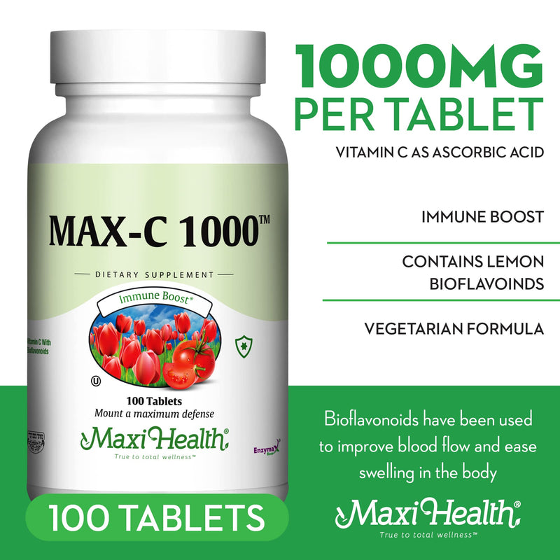 1000 mg Vitamin C - 1000mg Tablets Ultra High Absorption Formula - Gluten Free Kosher Dietary Non GMO Vitamin C Supplement for Immune Support - VIT C Vitamin C Tablets from Ascorbic Acid, 100 Count | Kosher | Vitamin C with Bioflavonoids | Immune Healt...