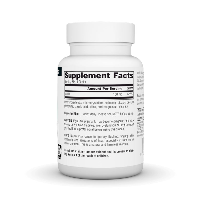 Source Naturals Niacin, Vitamin B-3, Non-GMO, 100 mg - 250 Tablets