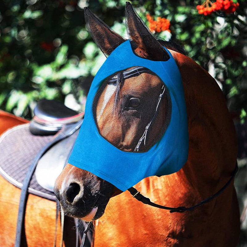 UV protection horse fly mask, horse fly mask, super-fit horse fly mask, horse fly mask, breathable mesh, anti-UV, anti-mosquitoes, insects, elastic brake mask (blue) - BeesActive Australia