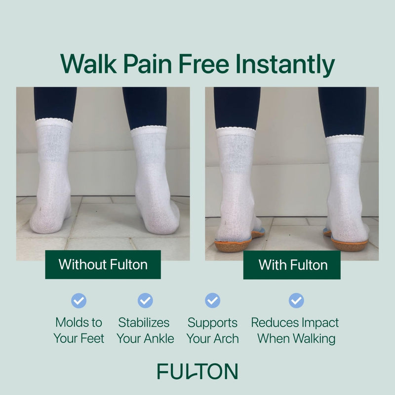 Fulton Universal Shoe Inserts for Men/Women with Custom Molding & Arch Support - Everyday Cork Inserts for Shoes Without Removable Insoles - Prevent Overpronation & Plantar Fasciitis (Women, 9.5-10) Women - BeesActive Australia