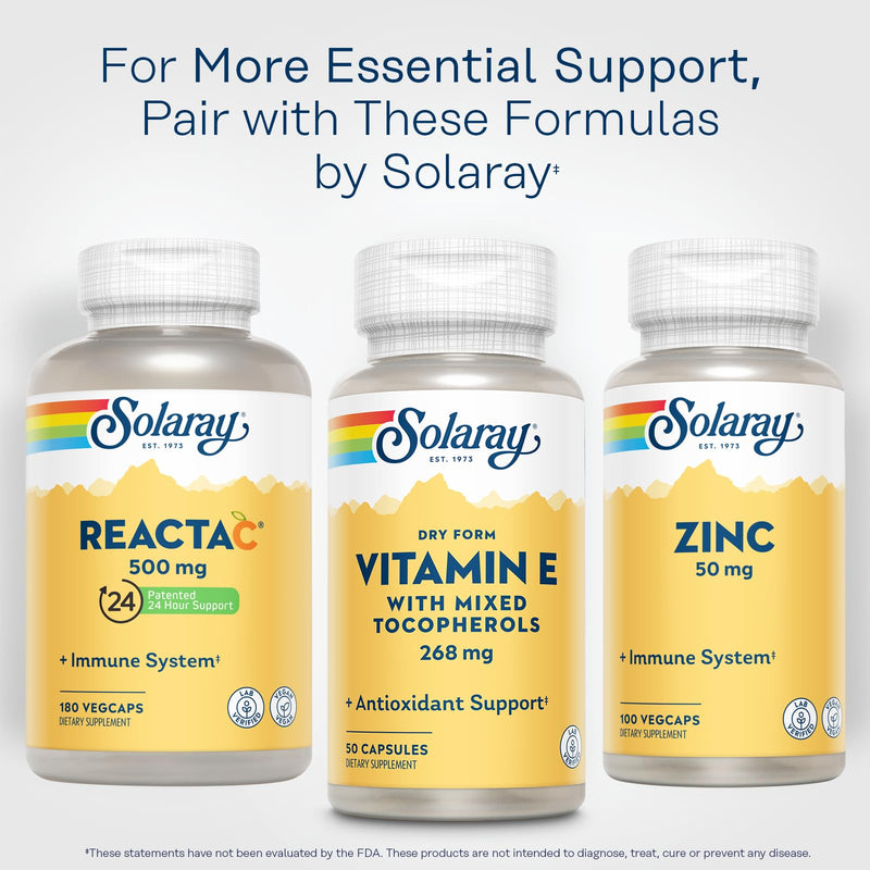 SOLARAY Vitamin E 400 IU (268mg), Dry Form with Mixed Tocopherols Vitamin E - Antioxidant Supplement, PMS and Menopause Support - 60-Day Guarantee, Lab Verified - 50 Servings, 50 Capsules | Antioxidant Supplement - Immune Support, PMS and Menopause Sup...