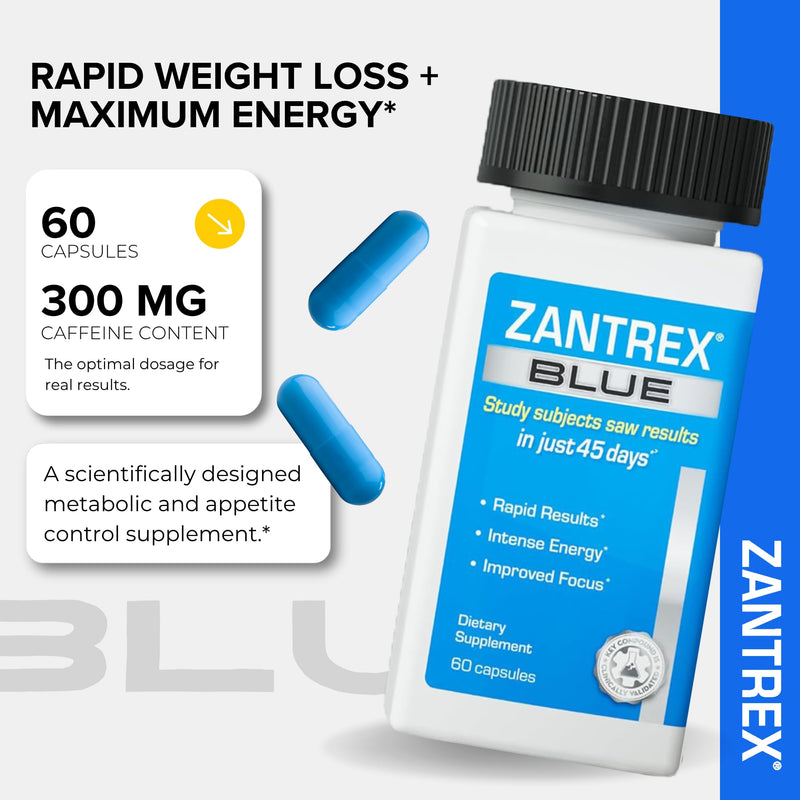 Zantrex Blue Energy & Thermogenesis Boost Energy | Weight Loss Supplement for Appetite Control, Increased Calorie Burn and Supports GLP-1 Levels | 60 Count 60 Count (Pack of 1)