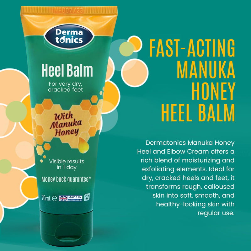 Dermatonics Foot Cream for Dry Cracked Heels - 25% Urea with Manuka Honey, Intensive Moisturizing Heel Treatment, Callus Remover, Exfoliating Care for Rough Feet Elbows Hands - Skin Repair, 2.37 oz 2.37 Fl Oz (Pack of 1)
