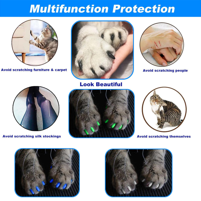 VICTHY 100pcs Boy Cat Nail Caps | Cat Nail Covers Cat Claw Covers for Boy Cat with Adhesive Glue and Applicators (M) Medium - BeesActive Australia