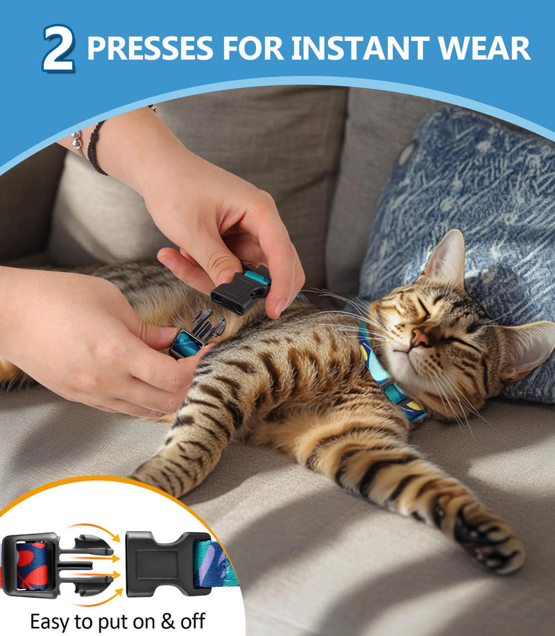 Cat Harness and Leash Set, Collars [3 in 1 Lightweight & Adjustable] Escape Proof Cat Harness, Comfortable Soft Kitten Harness for Large Cats Safe, Easy to Wear, Outdoor Walking Travel Morandi Green Medium - BeesActive Australia