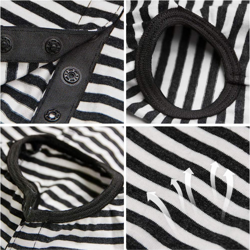 Kukaster Pet Dog Bodysuit After Surgery Female Male Castration Wound Protection Suits for Dogs, Nylon Buckle for Hair Loss, Allergies, Shaving, Black Stripes M - BeesActive Australia