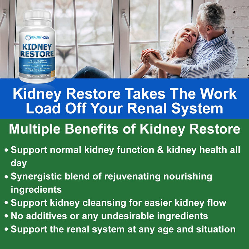 Kidney Cleanse Detox & Repair - Formulated by Kidney Health Expert Living w/Transplant - US Made Kidneys Support Supplement, Detox, Flush - Renal Vitamins 60 Capsules 60 Count