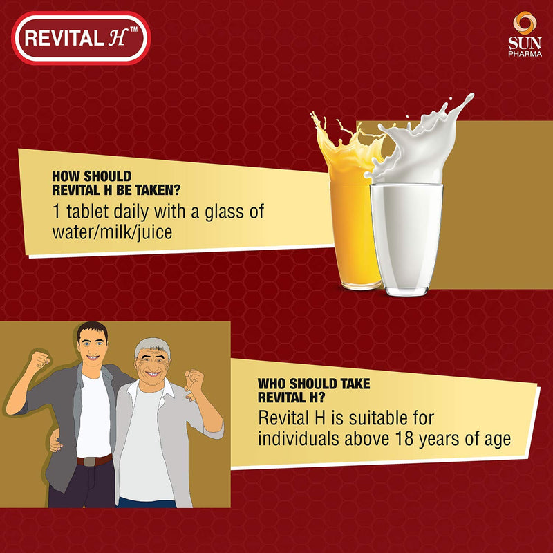 Revital H for Men with Multivitamins, & Natural Ginseng for Daily Immunity Strong Bones, and Enhances Energy Level - 60 Capsules