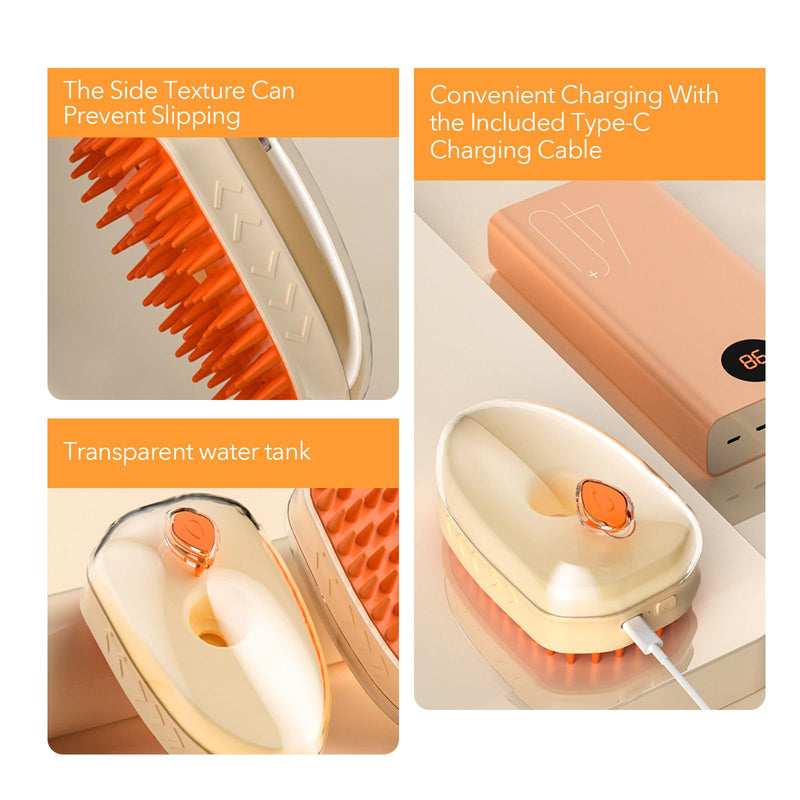 4-in-1 UV Spray Massage Grooming Brush, Bulit-in Cat Moss Lamp, Nano Spray Steam Brush for Removing Loose Fur, Water Brush for Long or Short Haired Cat and Dog (UV) - BeesActive Australia