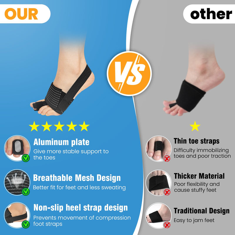 Hammer Toe Straightener - Non-Slip Hammer Toe Corrector for Women & Men - Adjustable Toe Splint Relief for Curled, Broken Support - Toe Wrap for Resting, Standing (1 Foot Wrap & 1 Strap) - BeesActive Australia