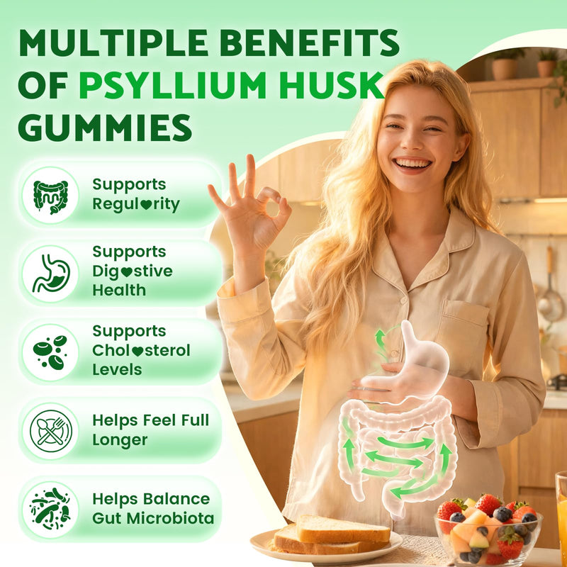 softbear 2 Pack Psyllium Husk Gummies 1500mg, Strawberry Flavor 120 Count | Psyllium Husk Fiber Supplement for Gut & Digestive Health, Regularity Support, Vegan/Organic/Sugar Free 60 Count (Pack of 2)