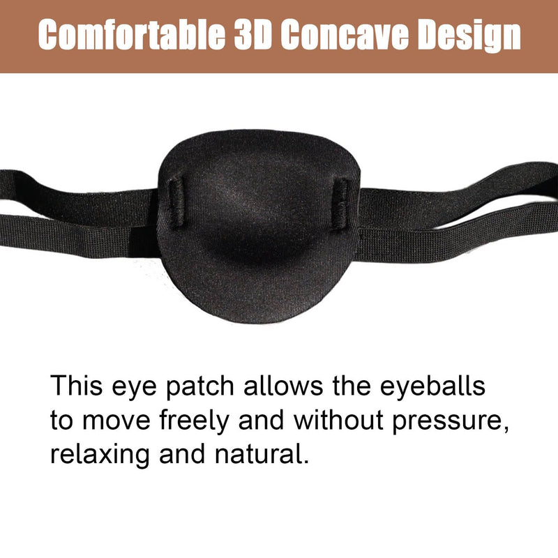 2 Pcs Eye Patch for Adults Kids,3D Adjustable Eye Patches for Amblyopia Lazy Pirate Costume(Black) - BeesActive Australia