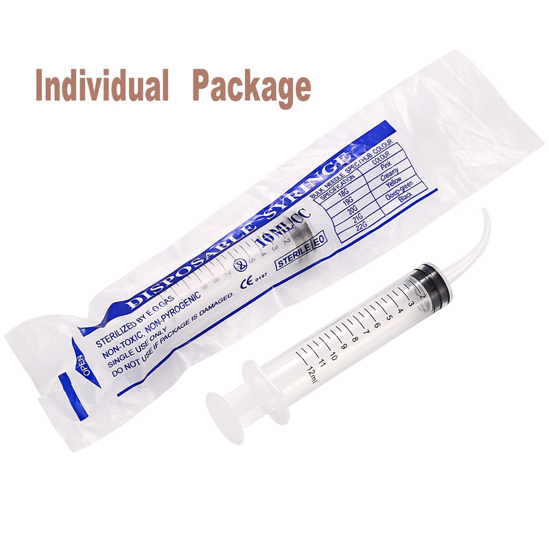 40 Pack 12ml Dental Syringe with Curved Tip for Oral Dental Care, Lab, Feed Small Pet 12ml-40Pack