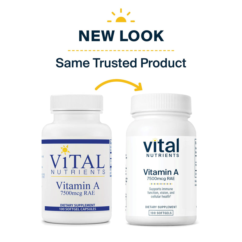 Vital Nutrients - Vitamin A (from Fish Liver Oil) - Supports Immune Function and Vision - 100 Softgels per Bottle - 7500 mcg RAE - BeesActive Australia