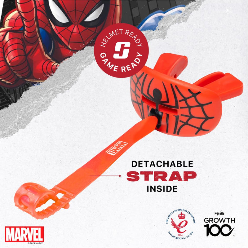 Marvel Spider-Man Football Mouth Guard with Detachable Strap, Lip Protector Adults and Junior, Football & Lacrosse (One Size, Red)