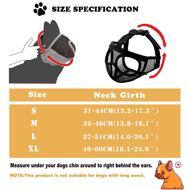 ILEPARK muzzle for dogs, short snouts dog muzzle, bulldog muzzle anti-biting, chewing, barking, dog mask (M, black) M black - BeesActive Australia