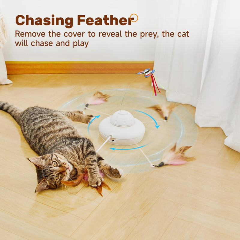 Potaroma Cat Toys Chargeable, 3in1 Hide and Seek Kitten Wand Toy, Interactive Automatic Cats Toy, Fluttering Butterfly, Moving Feather, Indoor Exercise Kicker 22.8 Inches Cover for All Breeds Minimalistic Bohemian - BeesActive Australia