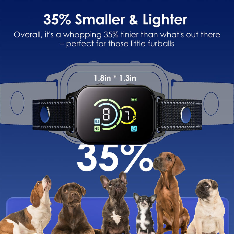 Dog Bark Collar,Humane No Shock Barking Collar,Bark Collar for Small Medium Dogs, AUTO Barking Collar,Adjustable Beep Vibration Modes and 7 Sensitivity 1Pack Black - BeesActive Australia
