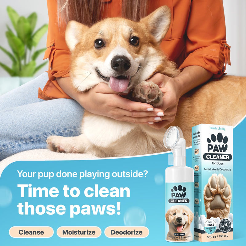 Charlie & Buddy Dog Paw Cleaner for Dogs of Small, Medium, Large Sizes, No-Rinse Foaming Cleanser, Paw Scrubber for Dogs Free of Parabens, Sulfates, Fragrances, Moisturize and Deodorize - BeesActive Australia