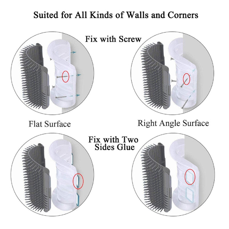Kingtree Cat Corner Scratcher Self Groomer with Catnip, 2 Pack Softer Cat Face Scratchers Wall Corner Grooming Massage Combs for Long & Short Fur Cats Gray - BeesActive Australia