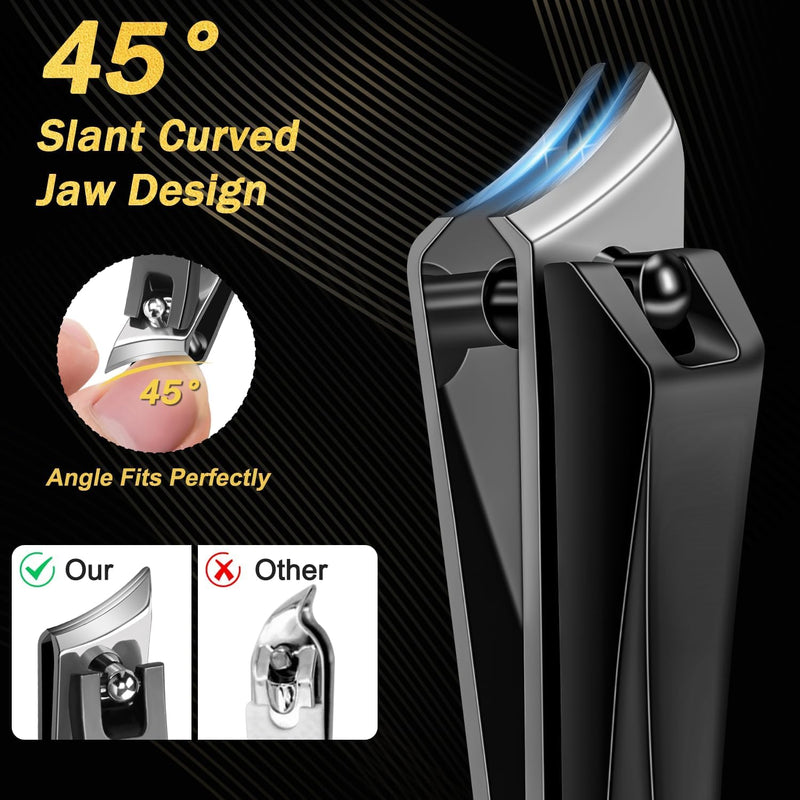 Toenail Clippers for Thick Toenails, Kingfun Ingrown Toe Nail Clippers for Thick Nails for Seniors, Heavy Duty Toe Nail Clippers for Men, Angled Head Large Toenail Clippers for Seniors 5Pcs - BeesActive Australia