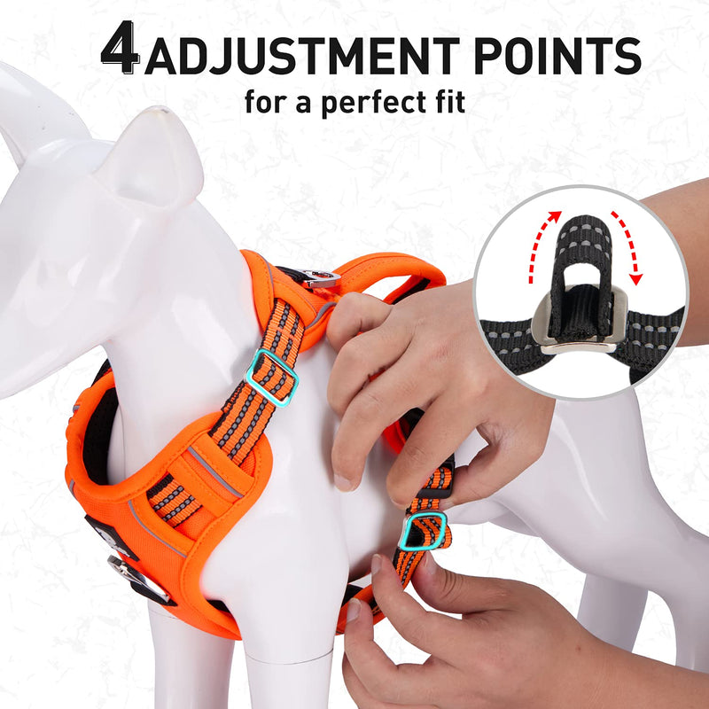Dog Harness for Large Dogs, Anti Pull Harness No Pull Reflective Breathable Harness Dogs Lightweight Chest Harness Large Medium Dog Safety Harness Soft Orange L L (Pack of 1) - BeesActive Australia