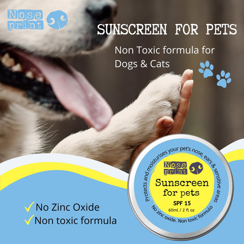 SPF 15 Sun Protection Balm For Pets 60 ML in Tin | Moisturising Sunscreen For Dogs And Cat Non-Toxic Formula | After Sun Moisturiser (Bundle spf15+natural paw balm 30ml)