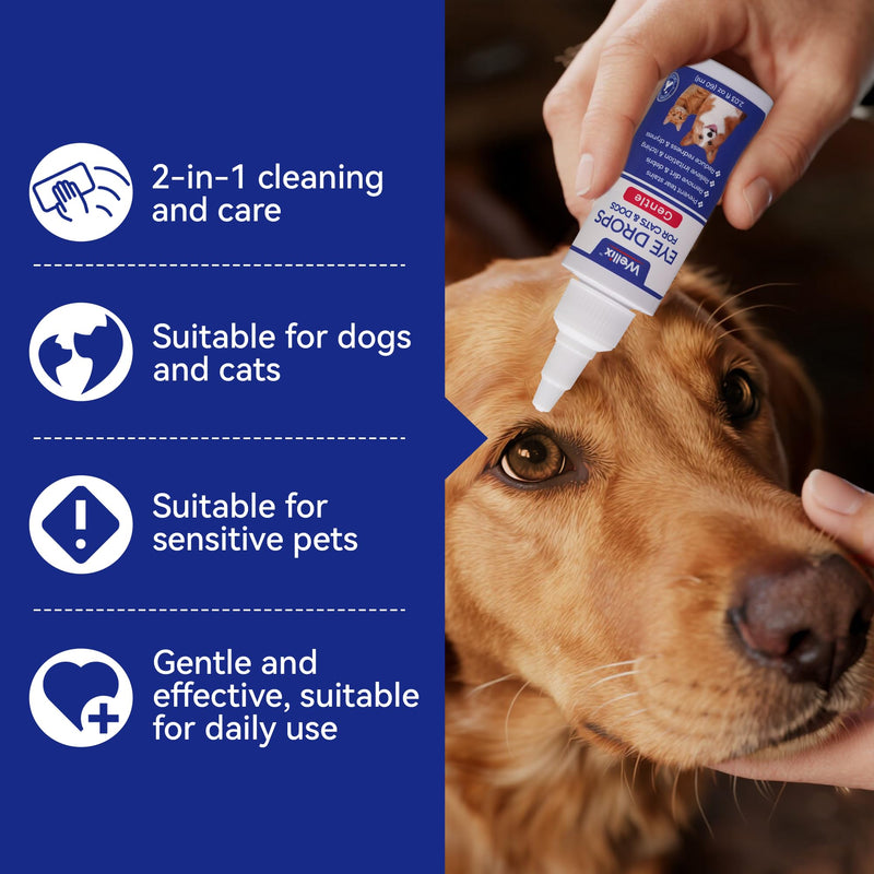 Wellix PET Dog Eye Drops, Eye Drops for Dogs&Cats, Dog Eye Infection Treatment to Soothe Eye Allergy, Soothe Dry Eyes Pink Eyes, Dog Tear Stain Cleaner-60ml 60 ml