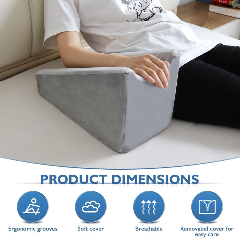 Arm Elevation Pillow, Arm Wedge Elevation Pillow Excellent, Ergonomic Elbow Support Pillow for Sleeping Arm Pads Elbow Pillow with Removable Pillow Case-Grey