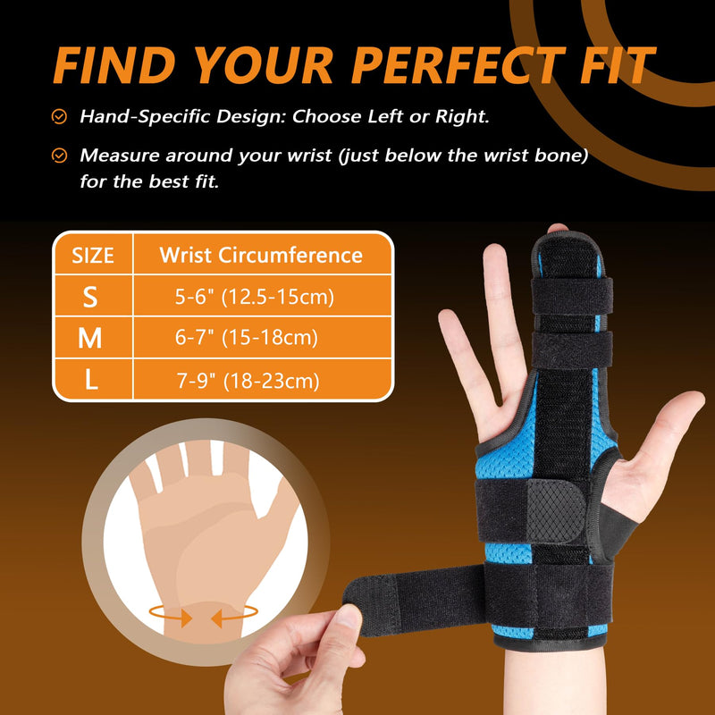 2 Finger Splint for Trigger Finger, Broken Fingers, Knuckle Sprains - Double Finger Support for Index, Middle, Ring Finger, Unisex Sizes, Right Hand, M