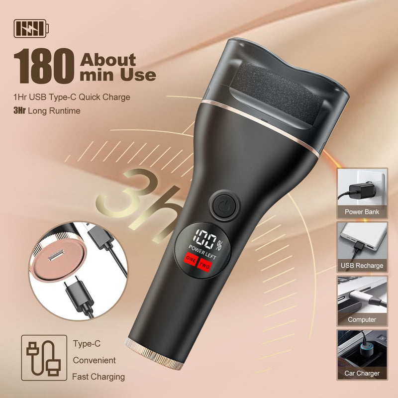 Electric Callus Remover for Feet, Rechargeable Waterproof Foot File Professional Foot Care Tools with 17-in-1 Pedicure Kit, Portable Callus Remover Kit to Remove Dead Skin Hard Skin Dry Cracks(Black) Black - BeesActive Australia