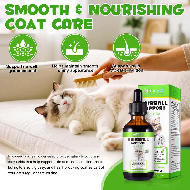 Hairball Remedy for Cats, Cat Hairball Treatment, Hair Ball Relief Digestive Aid, Promotes Healthy Digestion, Natural Passage of Hairballs, Furball Control Drops For All Ages & Breeds 60ml